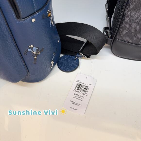 NWT Coach MEN'S West Pack With Star/Baseball Print CAX48 Deep Blue Multi - Picture 2 of 10